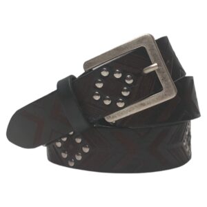 CI0003B Cintura in vera pelle intersecata a mano con borchie 105 130 115 Larghezza 4 cm Col. Bordo’