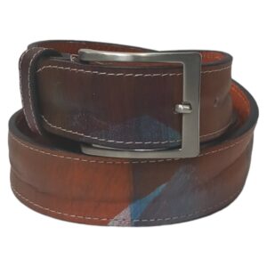 CI0008A115 Cintura in vera pelle dipinta a mano Mis. 115 Larghezza 4 cm Col. Fantasia Arancio