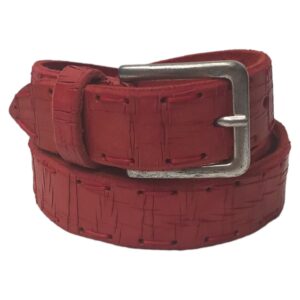 CI0018R120 Cintura in vera pelle con cuciture a mano Jaguar Art. 2608 Mis. 120 Larghezza 4 cm Col. Rosso