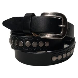 CI0051M115 Cintura in vera pelle con borchie Mis. 115 H 2,5 cm Col. Nero