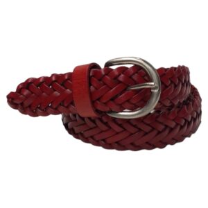 CI0077F115 Cintura in vera pelle a treccia Mis. 115 L 3 cm Col. Rosso