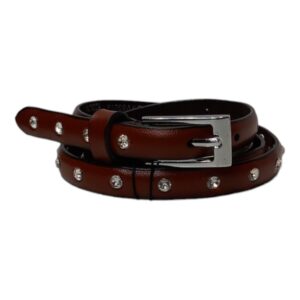 CI0104B125 Cintura in vera pelle con Strass incastonati Art. CVV80210 Mis. 125 H 1,5 cm Col.Bordo'