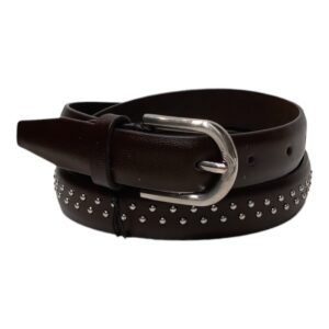 CI0115M115 Cintura in vera pelle con borchie Art.CVV80011 Misura 115 H 2cm. Col. Marrone
