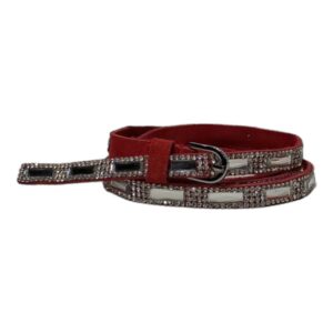CI0125R100 Cintura in vera pelle con strass Misura 100 H 1cm. Col. Rosso