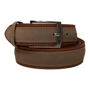 Cintura in vera pelle e camoscio · Marrone/Beige · Mis. 115 · H 3,5 cm