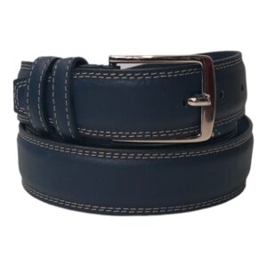 CI0188B95 Cintura in vera pelle con doppia cucitura a contrasto Art.8278 Mis.95 110 3cm. Col. Blu