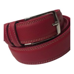 CI0195R105 Cintura in vera pelle con doppia cucitura a contrasto Art.8278 Mis.105 120 3cm. Col. Rosso